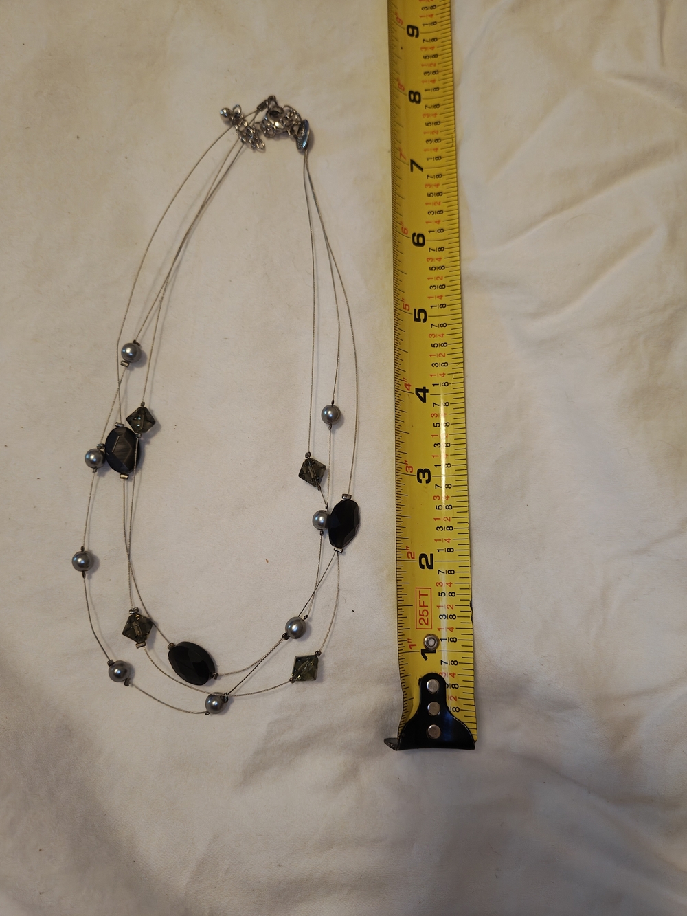 Multi-Strand Black and Silver Bead Necklace